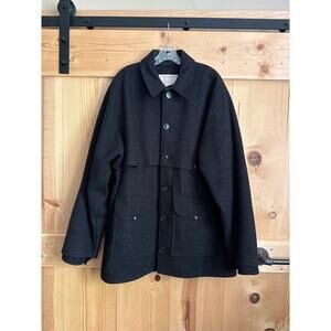 VTG CC FILSON USA Size 46 Mens 100% Wool Double Mackinaw Jacket Cruiser Black